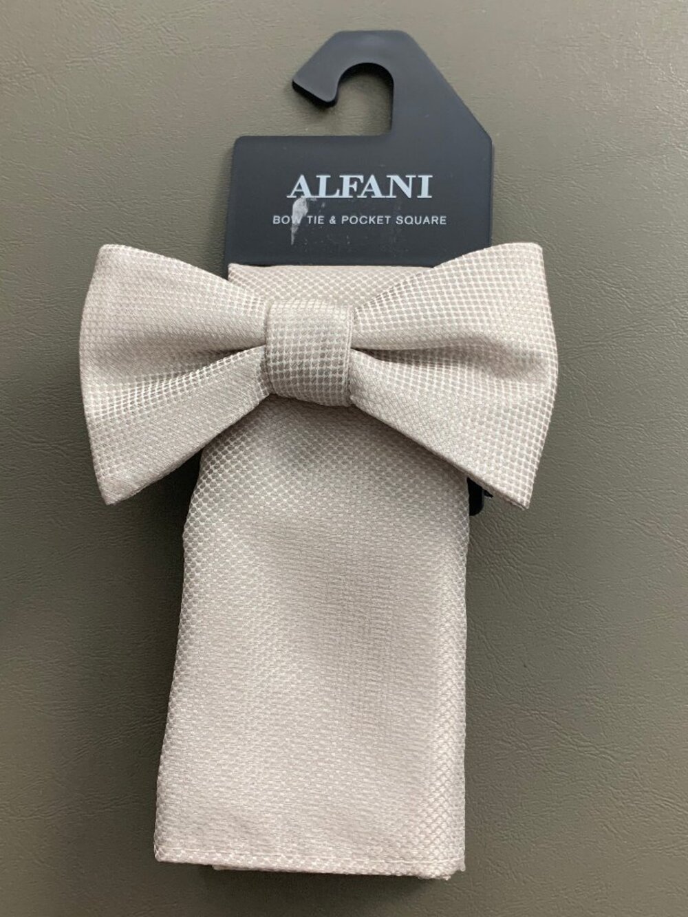 Alfani Men's 2-Piece Textured Bow Tie & Pocket Square Set, Taupe